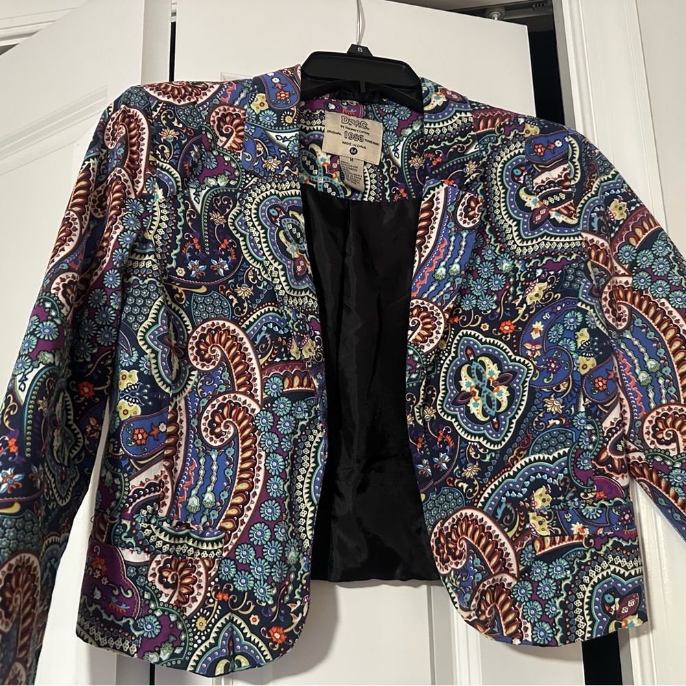 D&G Paisley Cropped Blazer in Navy, Blue, Purple and Teal